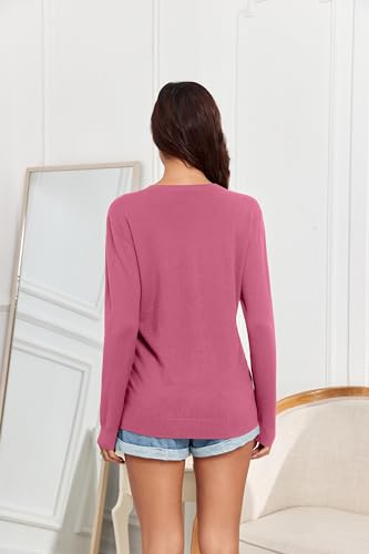 Image of Women's Lightweight Button Down Cardigan Sweaters Long Sleeve Classic V Neck Knit Soft Shrugs with Pocket