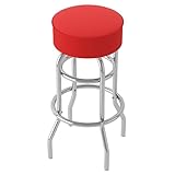 Bar Stool - Red Stool with Foam Padded Seat - Swivel Chair for Game Room, Garage, or Home Bar by Trademark Gameroom