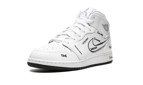 Jordan Youth 1 Mid GS DQ1864 100 Schematic - Size 7Y White/Black3