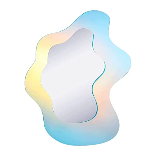 JISADER Espejo acrílico Ondulado Arco Iris Irregular Sin Marco Espejo Retro Espejo Decorativo Espejo de tocador para Dormitorio Baño Sala de Estar Decoración