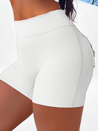 Flamingals High Waisted Workout Shorts for Women Running Athletic Shorts Scrunch Butt Lifting Yoga Pants with Pockets3
