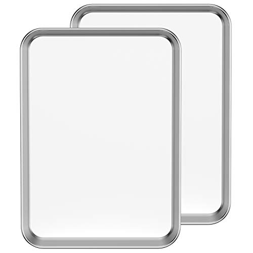 Comparison: Best Commercial Oven For Baking Cookies 4 Baking Sheet Set of 2, Bastwe 18 inch Commercial Grade Stainless Steel Baking Pan, Professional Bakeware Oven Tray, Healthy & Non-toxic, Rust Free & Mirror Finish, Easy Clean & Dishwasher Safe