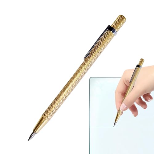 Herramienta de escriba de metal, granalla de carburo de tungsteno de oro con clip | Grabado de grabado duro alto grabado para vidrio, cerámica, hoja de metal, corte de azulejos, letras, marca