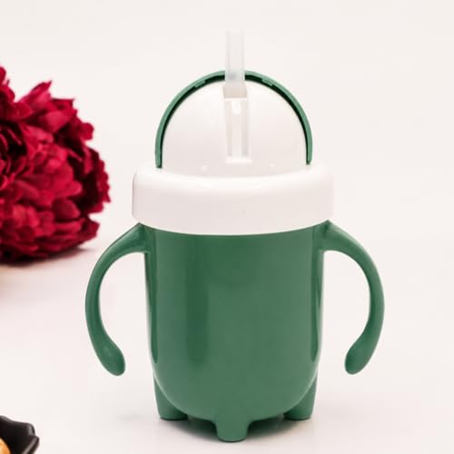 Image of 300ml Baby Sipper for Infant /Toddler, Baby Straw Cup, Soft Silicone Straw Cup, Baby Sipper Bottle for 6 Month+, Anti-Spill with BPA Free, Lid & Easy Grip Handles (Green)