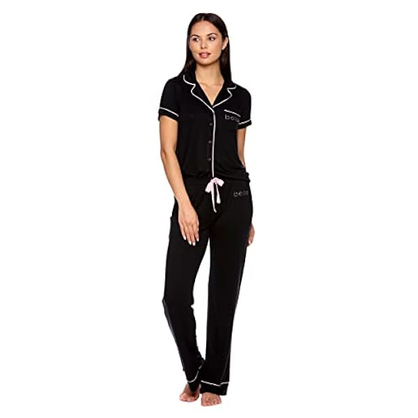 bebe Dames Button Down Shirt met korte mouwen en pyjamabroek Lounge Sleep Set