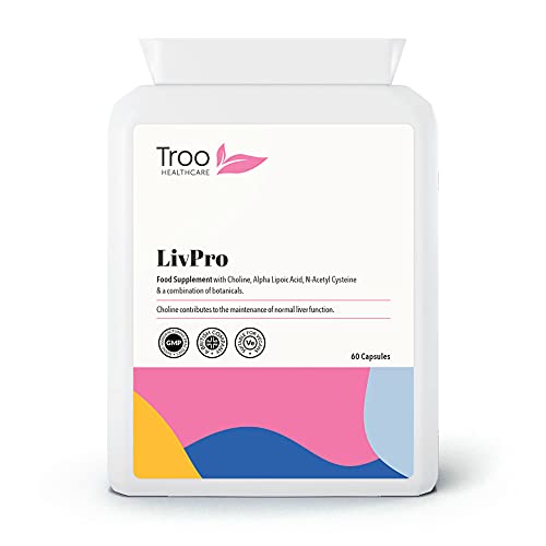 Troo Health Care LIVpro with Choline 60 Capsules - Supports The Maintenance of Normal Liver Function - Easy Swallow Daily Supplement - 2 Month Supply – Letterbox Friendly Packaging