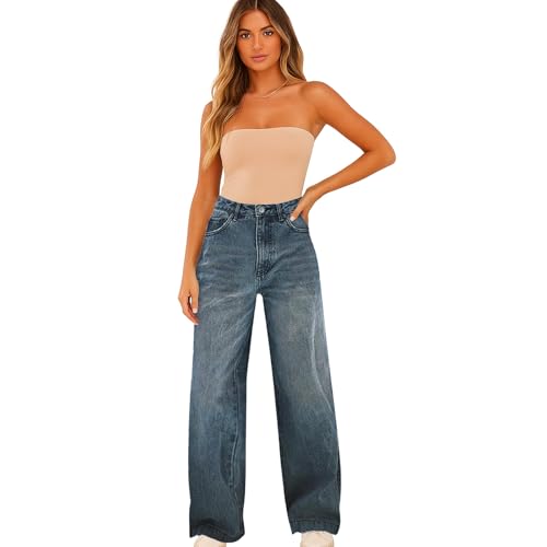 fanmpghleoo Baggy Jeans for Woman Wide Straight Leg Low Rise Jeans Trendy Lightweight Denim Pants Comfy Lounge Trousers2