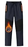 MoFiz Kids Fleece Lined Winter Hiking Pants - Waterproof Insulated Outdoor Pants Dark Gray 10-12