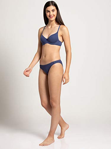 Image of Jockey 1245 Women Under-Wired Padded Super Combed Cotton Elastane Stretch Medium Coverage T-Shirt Bra with Detachable Straps