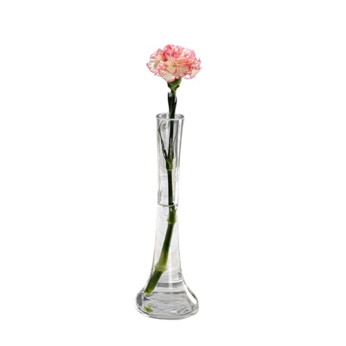 Vaso da fiori alto in vetro a stelo singolo, vaso decorativo a boccioli stretti, centrotavola per matrimoni, soggiorno, tavolo, decorazione per la casa (trasparente)