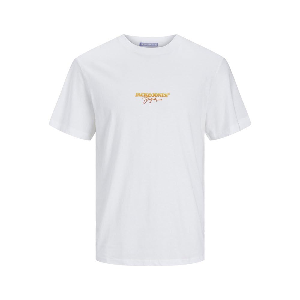 JACK&JONES JORARUBA Puff Branding Tee SS Crew Neck, Bright White, M