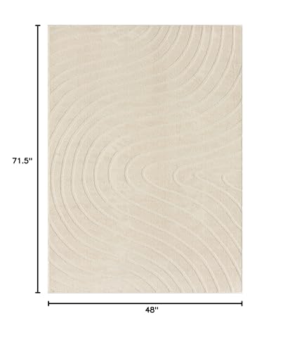 LUXE WEAVERS Modern Geometric Wave Cream 4x6 Area Rug