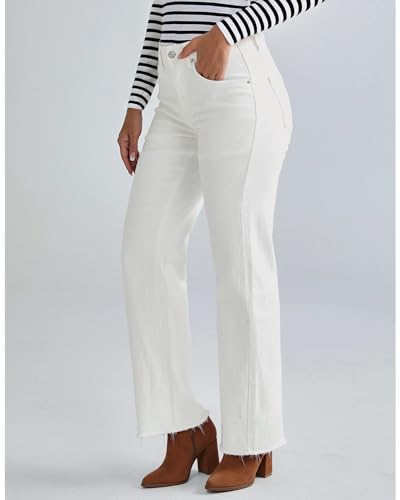 Vetinee Straight Leg Jeans for Women Trendy High Waisted Frayed Hem Stretchy Denim Pants Relaxed Casual Trouser Jeans4