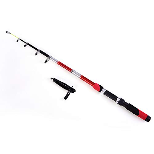 Cana de pesca, Andoer Vara de pesca telescópica portátil de 2,1 m Vara de pesca de fibra de vidro Vi