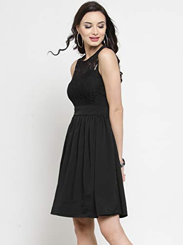 Image of Sera Women's Black Fit and Flare Knee Length Dress