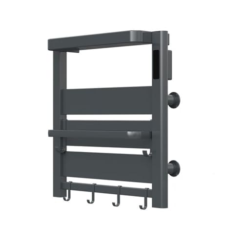 Gris 052, Línea Derecha, Toallero de Pared con Estante Superior, Secador de Toallas de Aluminio con Temperatura Constante, Toallero Calefactable para Baño, Enchufable