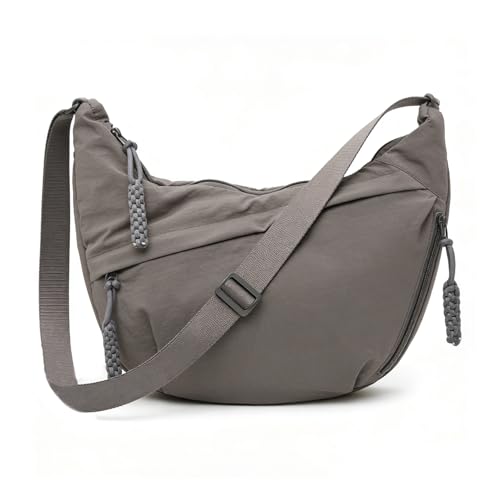 Crescent Crossbody Bags for Women Casual Shoulder Half Moon Bag Large Capacity Dumpling Purse Bag for Outdoor Travel (Grey)