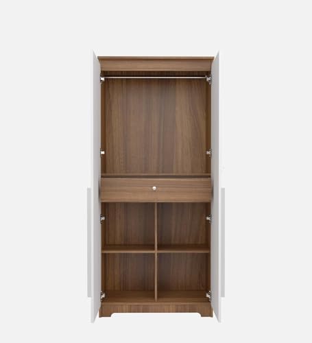 Image of COUCH CULTURE Alexa Engineered Wood Wardrobe Almirah for Cloth with 2 Doors | Wooden Almirah With Lock | Multipurpose Organizer| 5 Shelves & 1 Drawer | 1 Year Warranty | White Door Wardrobe