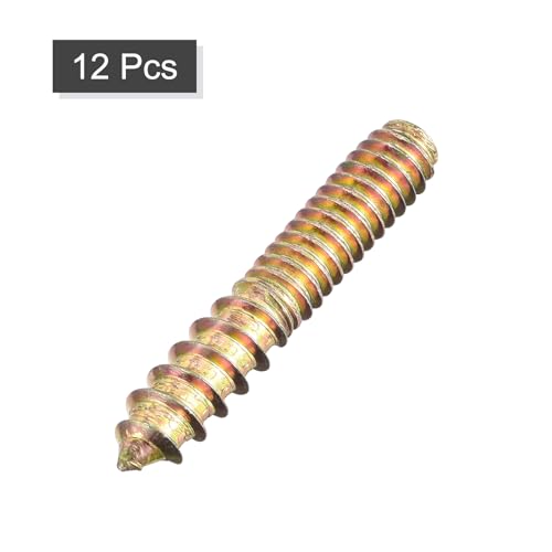 Image of uxcell 1 /4-20x1-1 /2 Hanger Bolts, 12pcs Double Ended Screws Wood Dowel Screws for Furniture