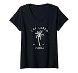 Photo Gallery donna retro cool key largo original florida palm tree novità art maglietta con collo a v Photo Gallery donna retro cool key largo original florida palm tree novità art maglietta con collo a v