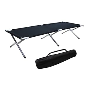 Kronenburg Feldbett XXL, Campingbett 210 cm x 72 cm x 45 cm – Belastbarkeit bis 200 kg TÜV Süd geprüft – in Schwarz
