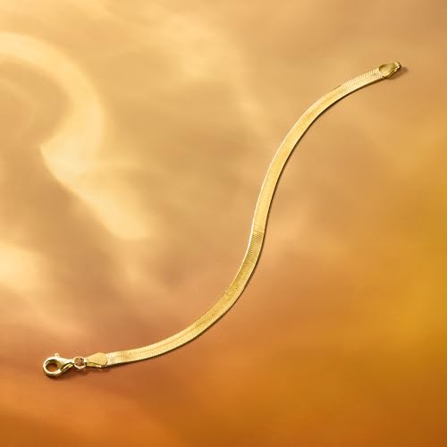 Ross-Simons Italian 4mm 18kt Gold Over Sterling Herringbone Bracelet4