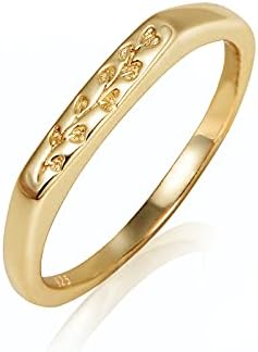 YeGieonr Handmade Flower Signet Ring-Minimalistic Statement Ring with Botanical Engraved-Delicate Personalized Jewelry Gift for Women/Girls