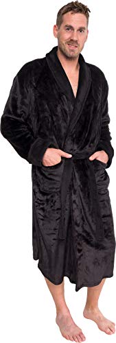 Ross Michaels Mens Plush Shawl Collar Kimono Bathrobe Robe (Black, L/XL) Mississippi 