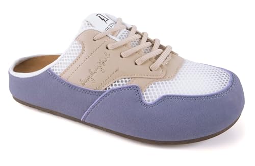 MAIITRIP Women's Slip on Mesh Mule Clogs Sneakers with Arch Support,Non-Slip Backless Breathable Casual Walking Loafer Shoes with Lace,Lightweight Fashion Comfortable Indoor/Outdoor Clogs Slippers