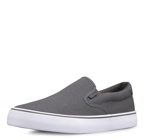Lugz | Clipper Casual Sneakers for Men | Slip On Shoes for Men | Everyday Men Footwear, Dark Grey/White, 10.5