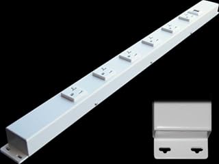 24” Hardwired Power Strip (NO Power Cord), 6 (NEMA 5-20R) Vertical Outlets (NOT Tamper Resistant), with Ears (with mounting tabs on Both Ends), 20 Amp, USB, White