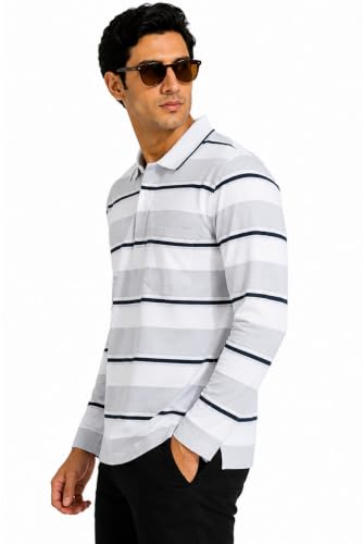 Image of SANE ORIGINALS Men's Full Sleeve Polo T-Shirt with Pocket, Premium Cotton Blend Collar Neck Tee