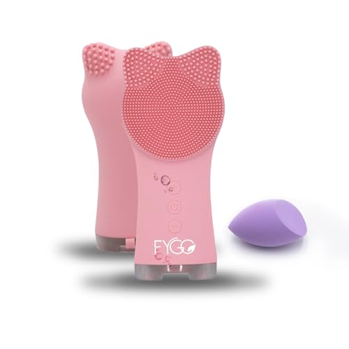 FYGO Cepillo de limpieza facial, limpiador facial eléctrico recargable y exfoliante, cepillo de silicona suave impermeable para limpieza profunda y exfoliación, 6 modos de vibración y masaje facial,