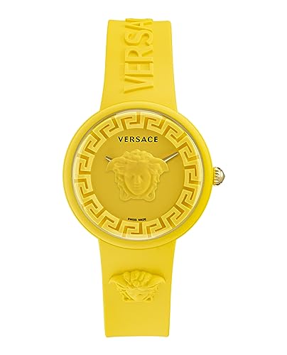 Versace Medusa Pop Collection Luxury Womens Watch Timepieces with a Yellow Strap, Case and Dial