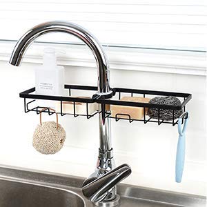 Rasikvar 2 PCS Faucet Storage Soap Sponge Dish Hanging Holder Multifunctional Clamp Metal Sink Caddy Organizer Drainer Rack for Kitchen Bathroom Tap