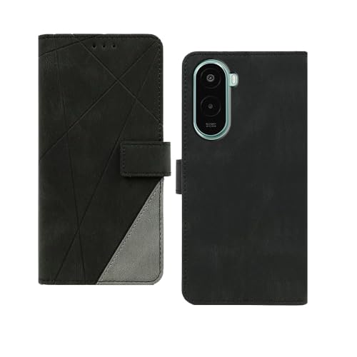 Image of amazon basics Poco M7 Plus Flip Cover | Card Pockets Wallet & Stand | Flip Cover for Poco M7 Plus (Black with Grey)