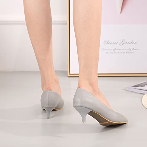 Image of Women's Low Kitten Heel Pumps Classic Fashion Dress Pumps Simple Heeled Shoes for Office Work