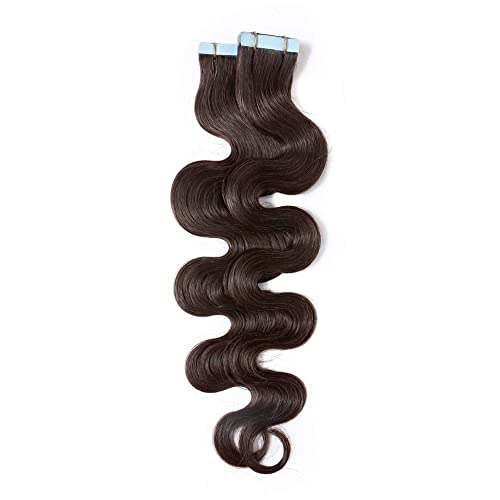 Down Tape on Human Hair Extensions 22" Brown Wavy 100g