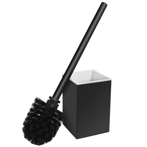 QL Escobillero, Escobillero y portaescobillero de Acero Inoxidable, Juego de portaescobillero de Secado rápido, Escobillero para baños y hoteles (Negro)