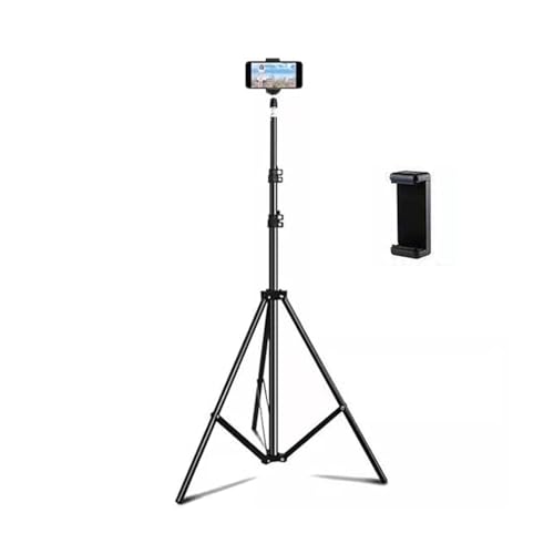 Image of Elfora 7 feet Lightweight Tripod Stand with Mobile Phone Holder | Landscape Mode Only | Portable and Sturdy for Stable Photos & Videos | Compatible for Mobiles, Lights, Reflectors and Cameras(Black)