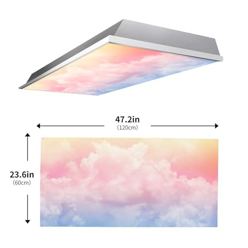 Image of 2 Pack Fluorescent Light Cover for Ceiling Light - Colorful Clouds Magnetic Light Covers Classroom, Light Filters Drop Fluorescent Light Shade Panel for Office Home School,4 x 2 Ft