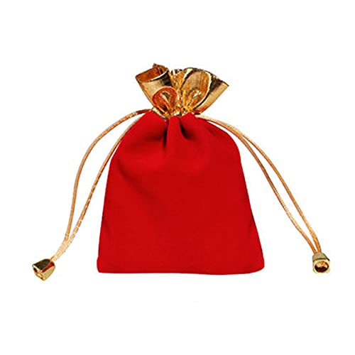 50PCSベルベットギフトバッグ、軽量ジュエリー巾着ポーチ、ジュエリーブレスレット用収納バッグギフトキャンディコインウォッチ、赤,A