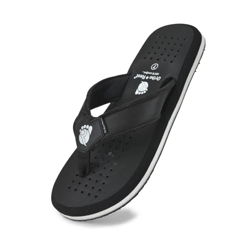 Image of Ortho + Rest Men's Flip Flops, Slippers For Men Daily Use | Soft Cushioned, Anti Skid, Lightweight Casual Chappal, Orthopedic Diabetic Comfortable Footwear, Breathable Cushion Flipflops