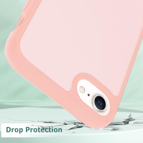 Image of TENOC Phone Case Compatible with iPhone SE (2nd 2020 and 3rd 2022 Generation) & iPhone 7 & iPhone 8, Pink Case Translucent Protective Bumper Matte Hard Back Cover for 4.7 Inch