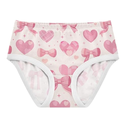 Wusikd Pink Checkered Girls' Underwear Cotton Hearts Bows Girls Briefs Soft Toddler Underwear 2T