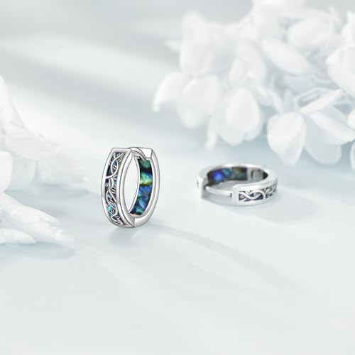 Tree Of Life Earrings 925 Sterling Silver Abalone Shell Tree Of Life Huggie Hoop Earrings Jewelry Gifts for Women2