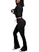 qfmqkpi 2 Piece Outfits for Women Long Sleeve Crop Top Zip Up Jacket and Bell Bottom Pants Fall Sweatsuit All Black XS