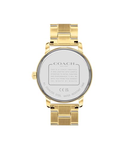 Image of Coach Grand Qtz Basic Blue Color Round Dial Women's Watch | Ionic Plated Thin Gold Steel Material | Bracelet Watch - 14503970