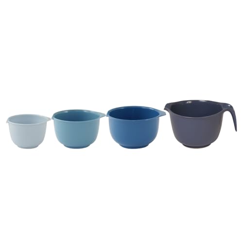 Glad Mixing Bowls with Pour Spout, Set of 4 - Nesting Plastic Bowls (1.2qt, 1.9qt, 2.8qt, and 3qt with Handle) - Non Slip Base, Dishwasher Safe Kitchen Cooking and Baking Supplies, Blue - image 6