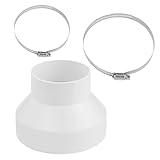 Tallgoo Rundrohr Adapter 150-100mm mit 2 Edelstahl Schlauchschellen für Rohrventilator Reduzierstück aus ABS Reduktion Übergang Lüftung Rundrohr Ventilation Lüftungskanal, 3 Stücke